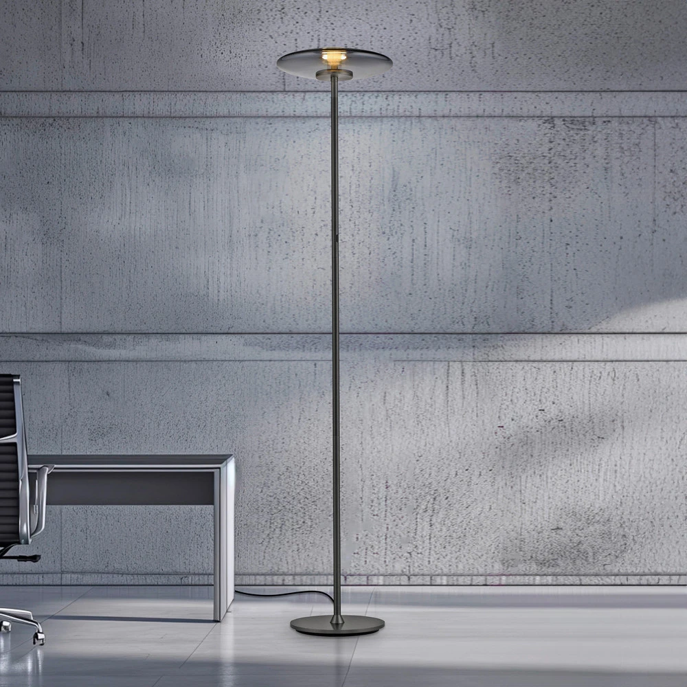 INTÈGRE Lampe sur pied LED Vitrum, gris Aluminium/Verre Touchdimmer