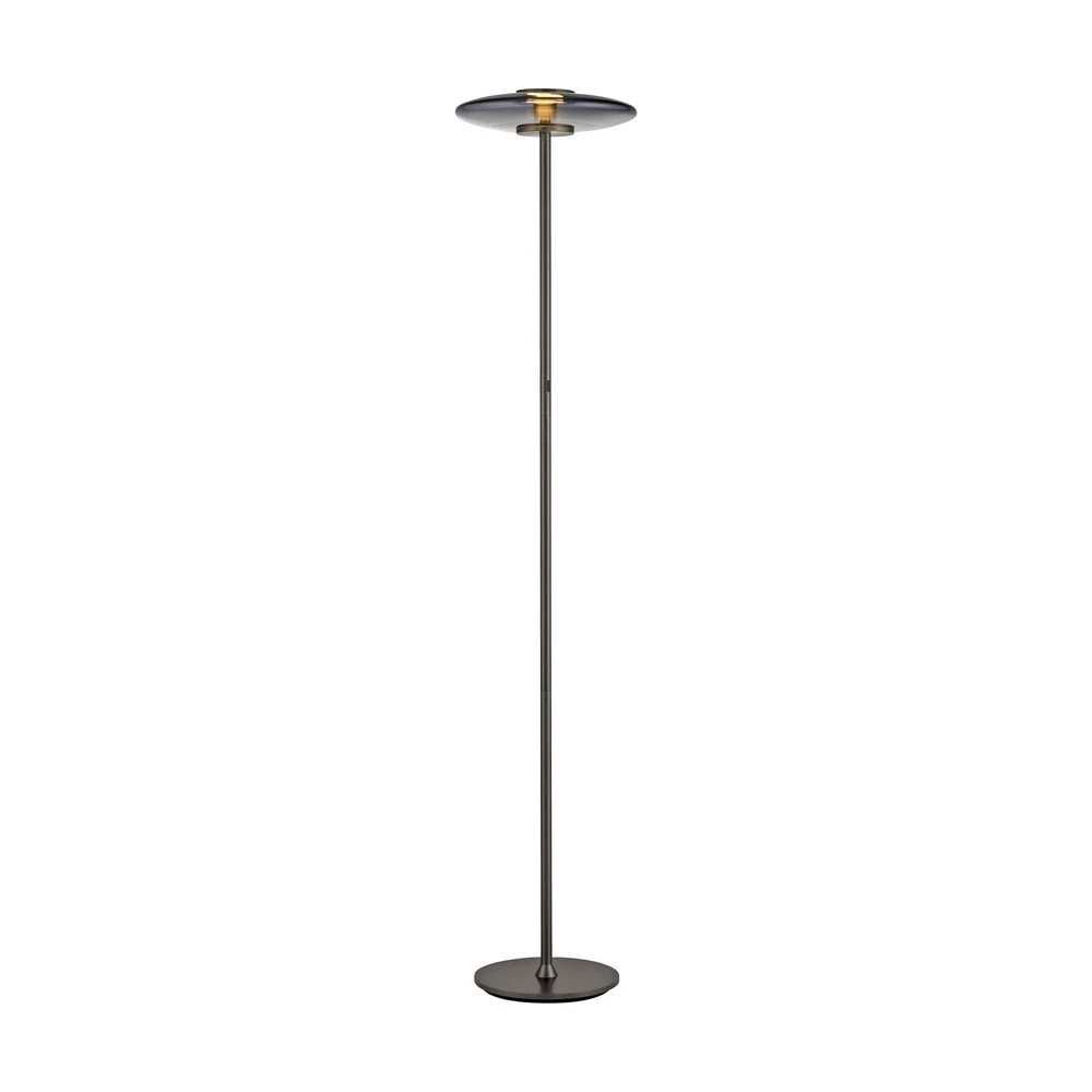 INTÈGRE Lampe sur pied LED Vitrum, gris Aluminium/Verre Touchdimmer