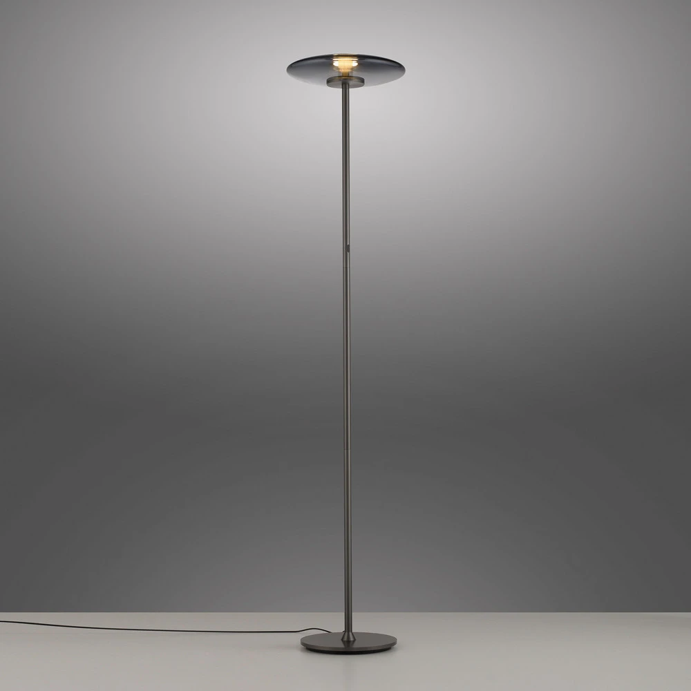 INTÈGRE Lampe sur pied LED Vitrum, gris Aluminium/Verre Touchdimmer