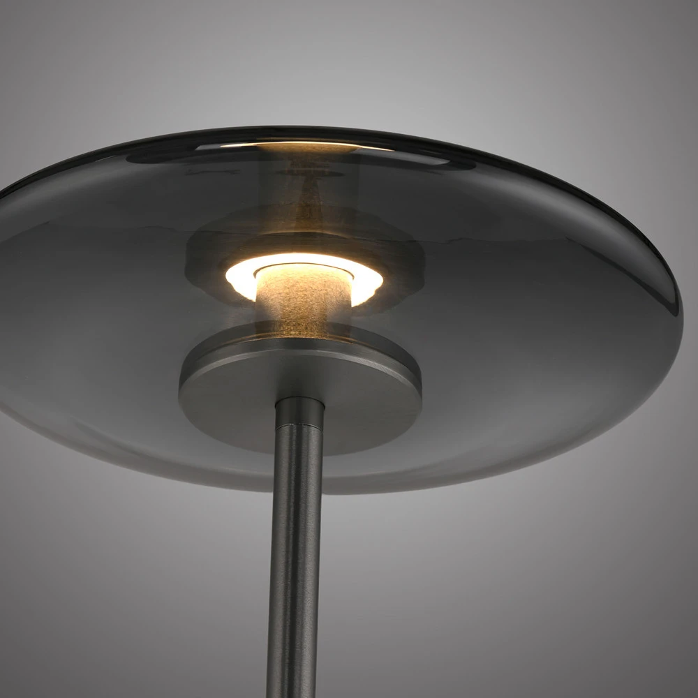 INTÈGRE Lampe sur pied LED Vitrum, gris Aluminium/Verre Touchdimmer