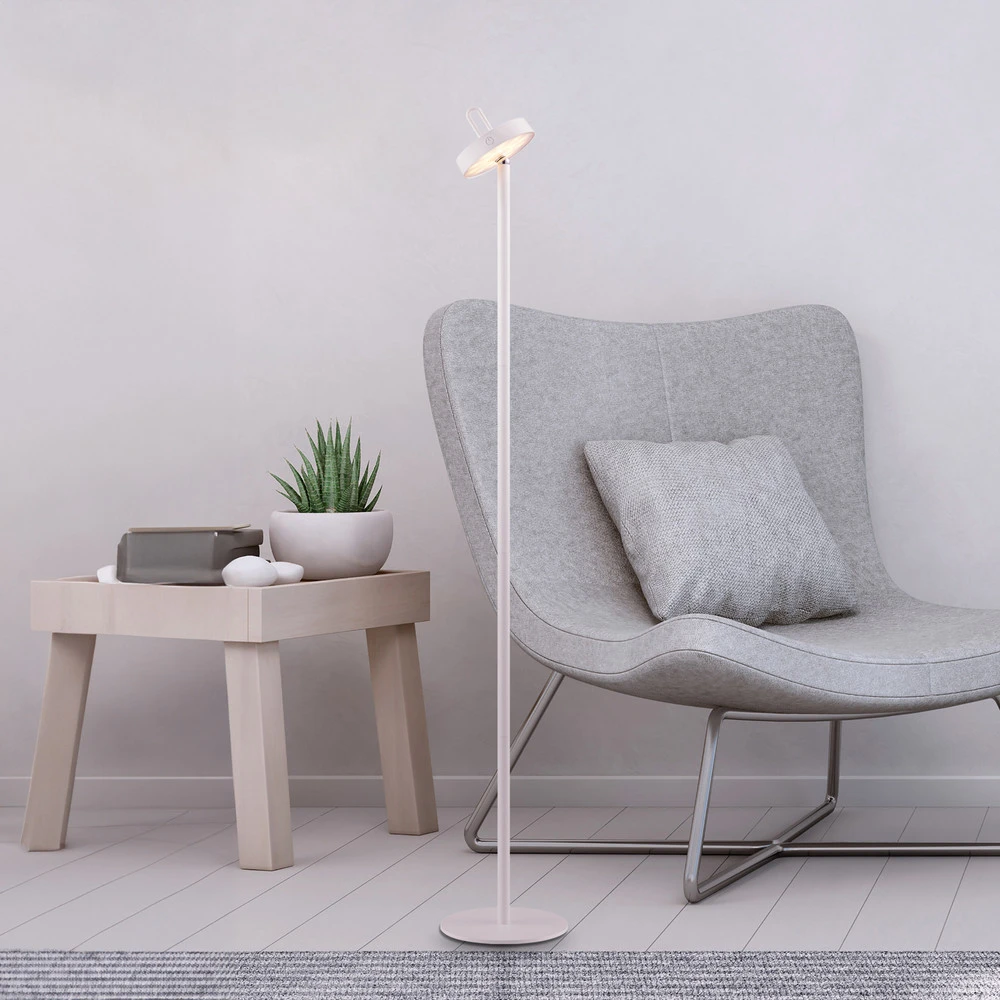 JUST LIGHT. Lampe sur pied LED sur batterie Amag, blanc, fer, IP44