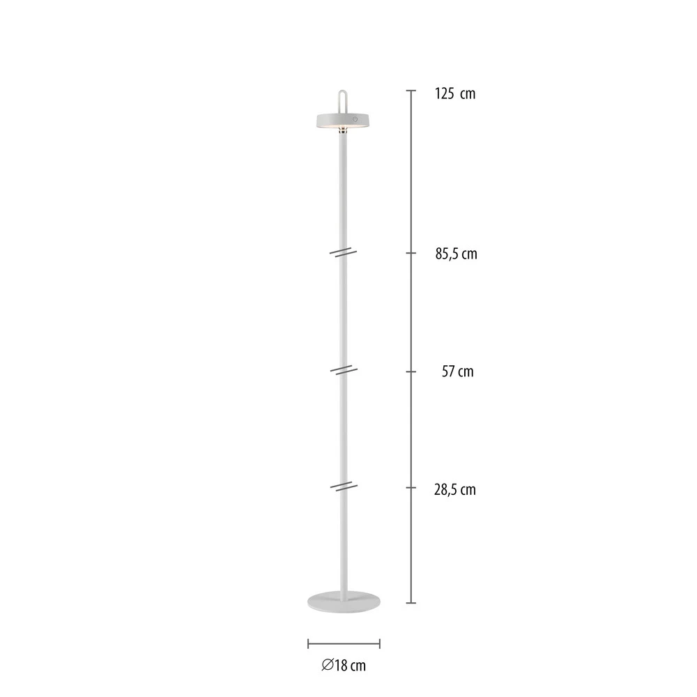 JUST LIGHT. Lampe sur pied LED sur batterie Amag, blanc, fer, IP44
