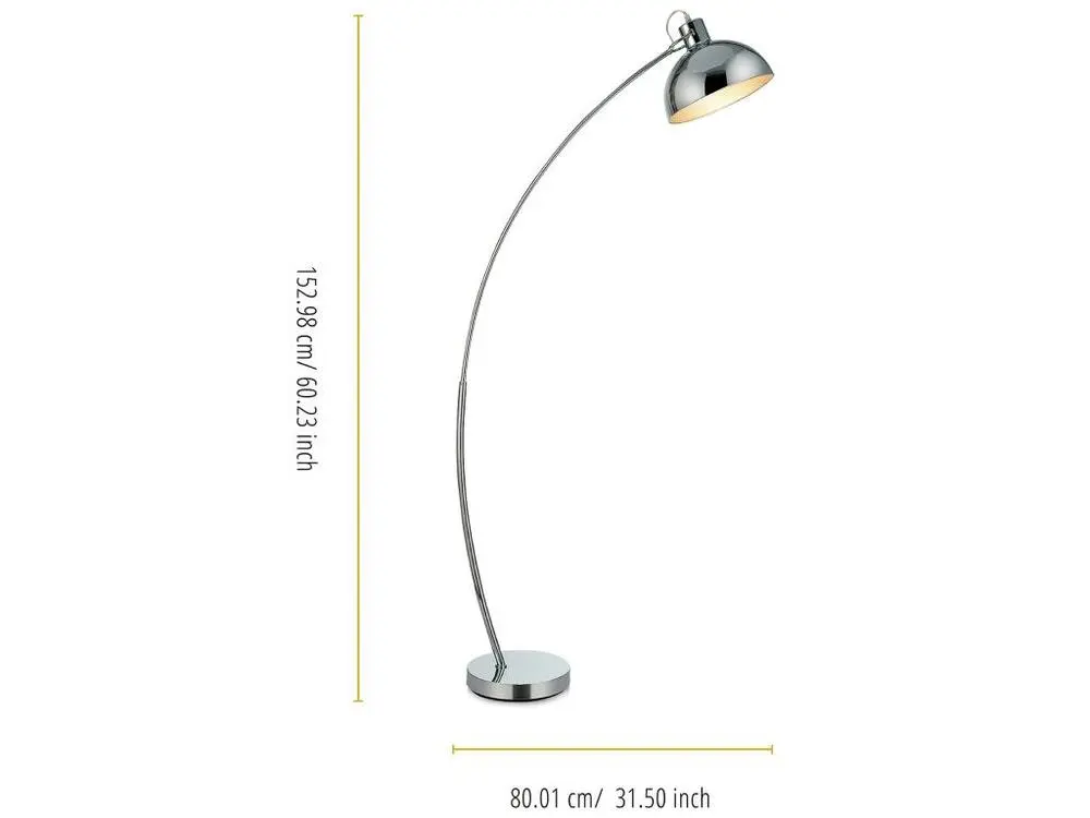Lampadaire Arco métal arc lampe de salon sur pied arc intérieur chromé