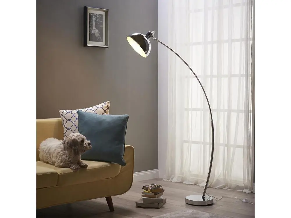 Lampadaire Arco métal arc lampe de salon sur pied arc intérieur chromé