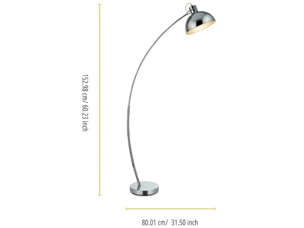 Lampadaire Arco métal arc lampe de salon sur pied arc intérieur chromé