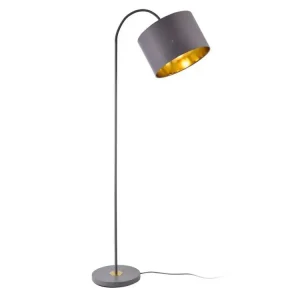 Lampadaire contemporain stylé lampe sur pied design E27 métal textile 173 cm gris 03_0005252 - Certifié CE