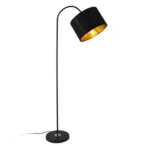 Lampadaire lampe à pied cadre en métal et abat-jour en tissu noir 173 cm 03_0002437 pour décoration intérieure
