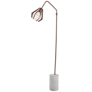Lampadaire Rustica lampe de sol sur pied cuivrée avec ciment VN-L00046-EU pour éclairage d'ambiance