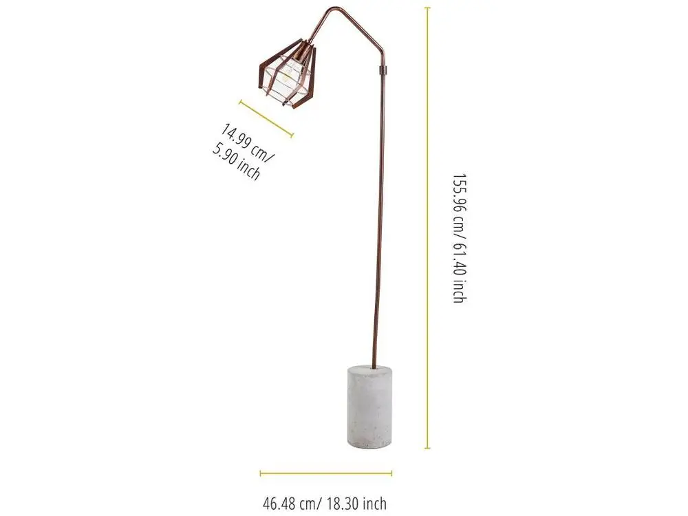 Lampadaire Rustica lampe de sol sur pied cuivrée avec ciment VN-L00046-EU pour éclairage d'ambiance