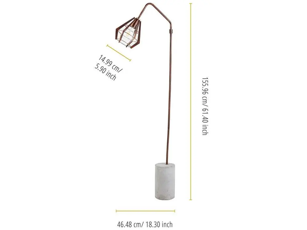 Lampadaire Rustica lampe de sol sur pied cuivrée avec ciment VN-L00046-EU pour éclairage d'ambiance