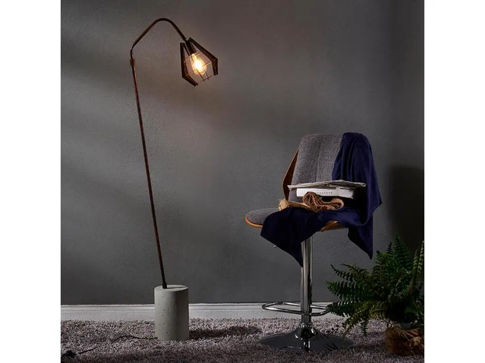 Lampadaire Rustica lampe de sol sur pied cuivrée avec ciment VN-L00046-EU pour éclairage d'ambiance