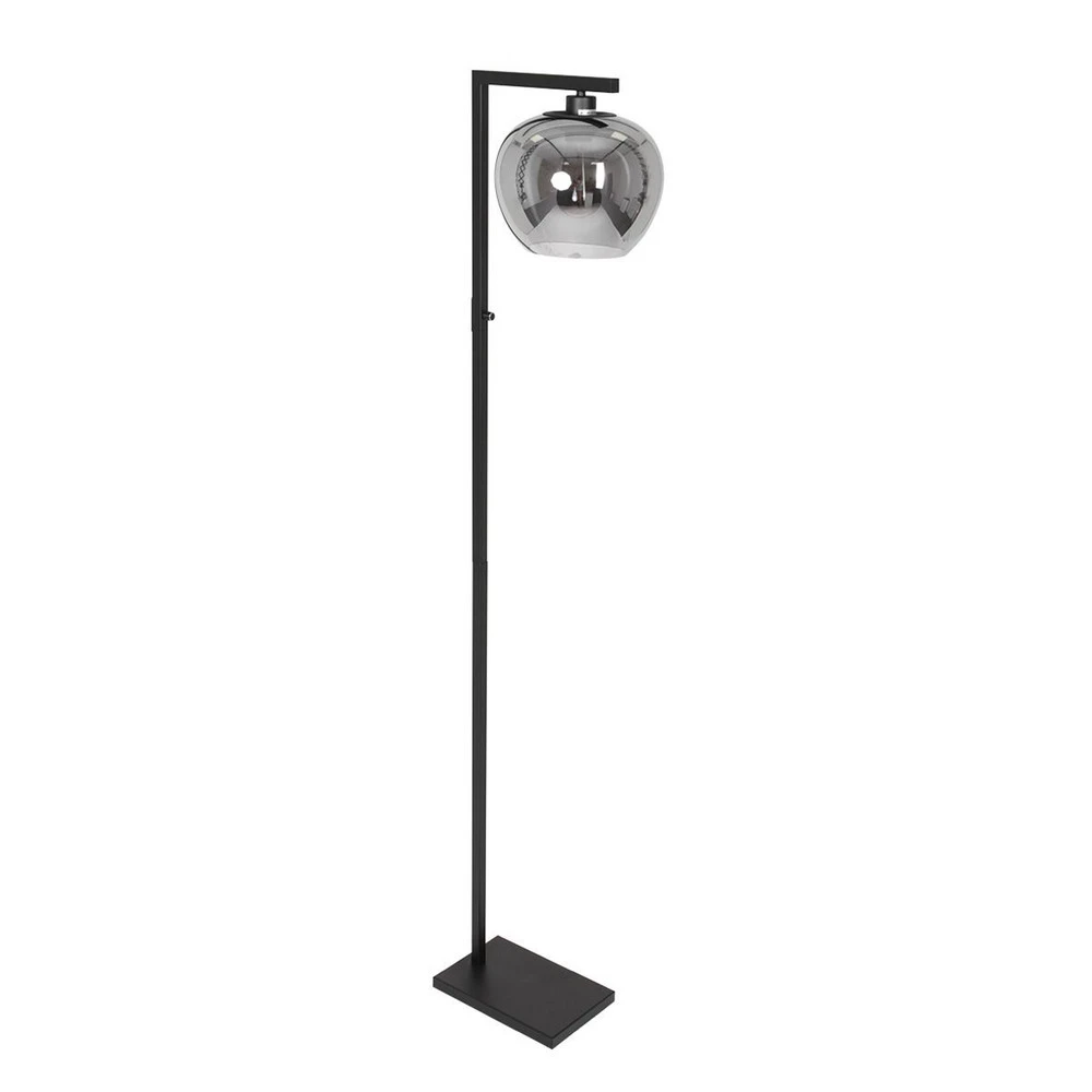 Lampe de chevet Lampe sur pied Lotus, noir, métal, verre, E27