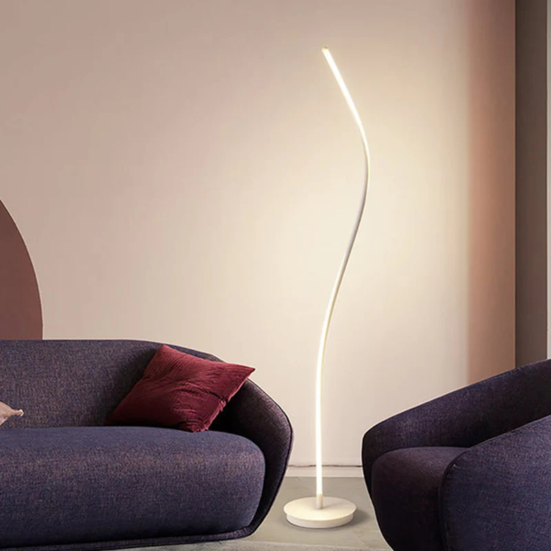 Lampe de chevet Lampe sur pied en spirale noir/blanc, lampadaire de lecture métallique LED moderniste pour salon