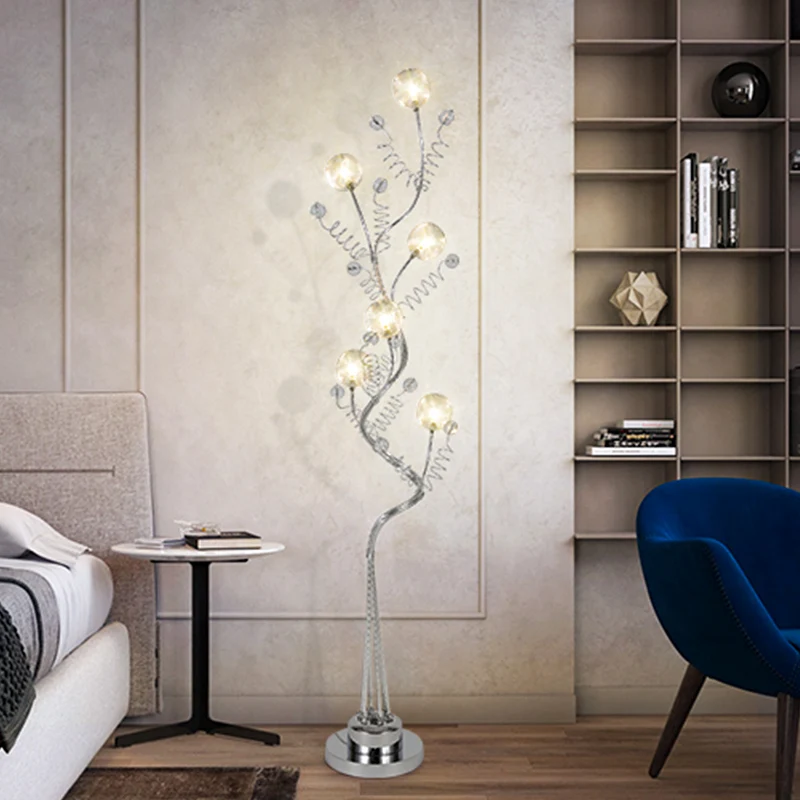 Lampe de lecture sur pied en aluminium en forme d'arbre, éclairage décoratif pour salon, lampe de lecture à LED avec détai...