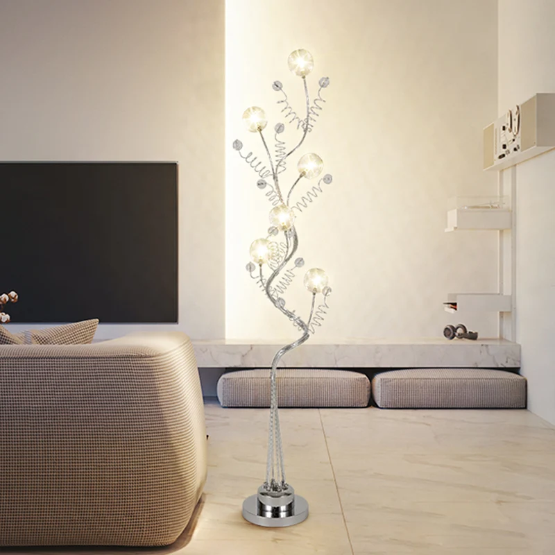 Lampe de lecture sur pied en aluminium en forme d'arbre, éclairage décoratif pour salon, lampe de lecture à LED avec détai...