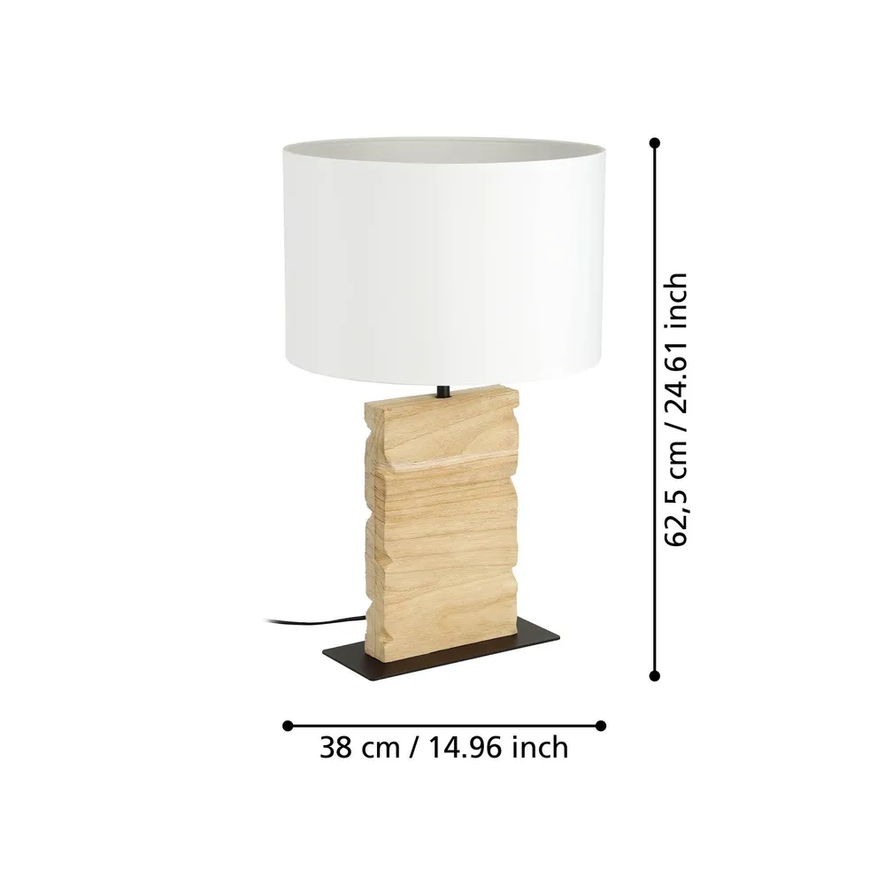 Lampe pied en bois et métal et abat jour blanc CONTESSORE H62,5 cm E27 40W pour salon et chambre