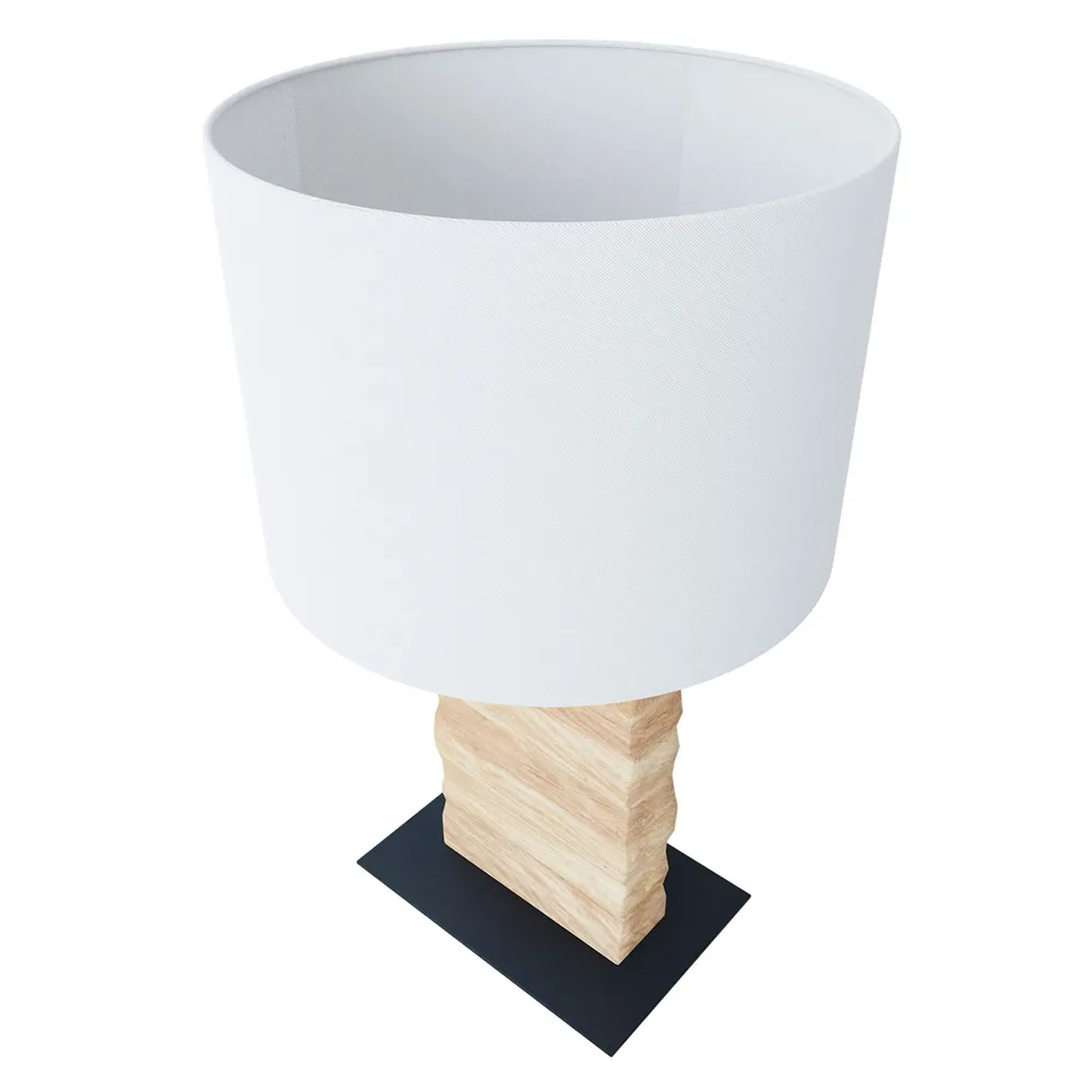 Lampe pied en bois et métal et abat jour blanc CONTESSORE H62,5 cm E27 40W pour salon et chambre