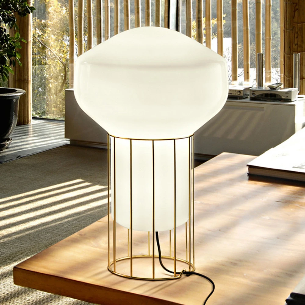 Lampe à poser design érostat, pied laiton, 33cm - Certifié CE