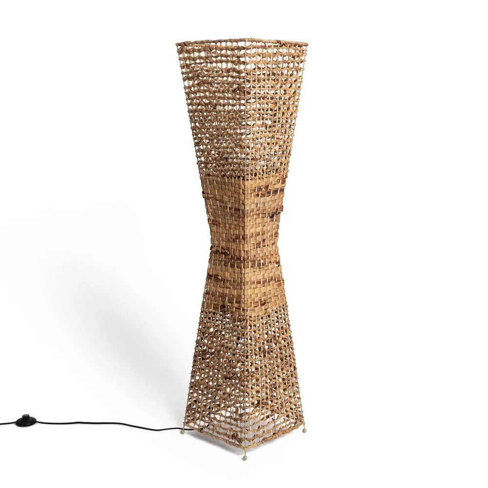 Lampe à poser Lampe sur pied Bijie avec fibres naturelles et éclairage LED