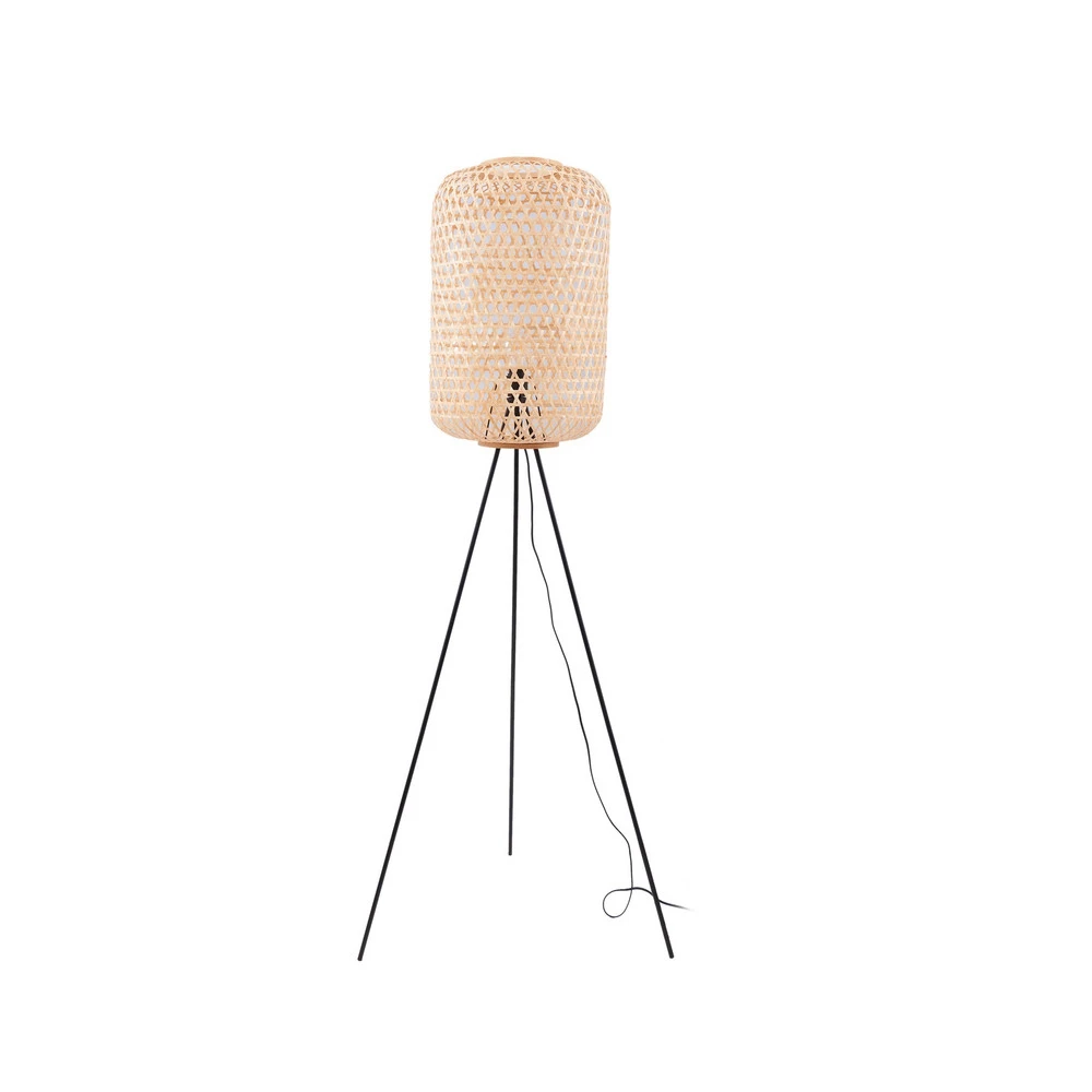 Lampe à poser Lucande lampe sur pied Jorick, bambou, tripode, hauteur 186 cm
