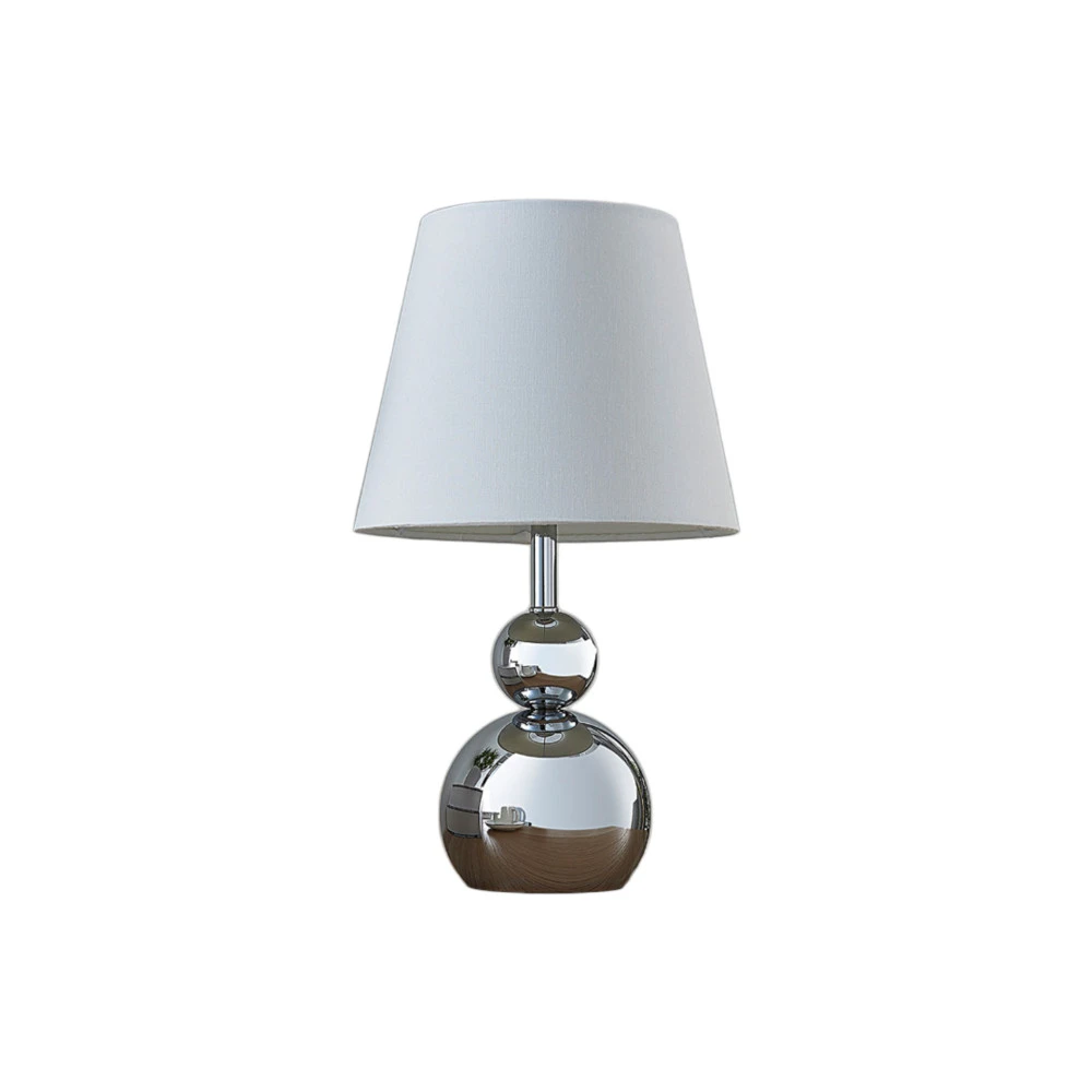 Lampe à poser en tissu blanc Andor, pied chromé | Dimmable | Haute luminosité