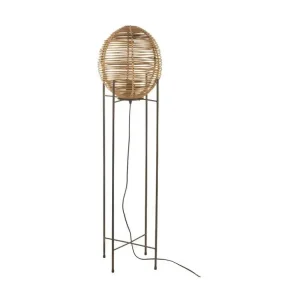 Lampe Sur Pied Avec Cadre Metal/Rotin Naturel - L 30 x l 30 x H 115 cm pour éclairage d'ambiance