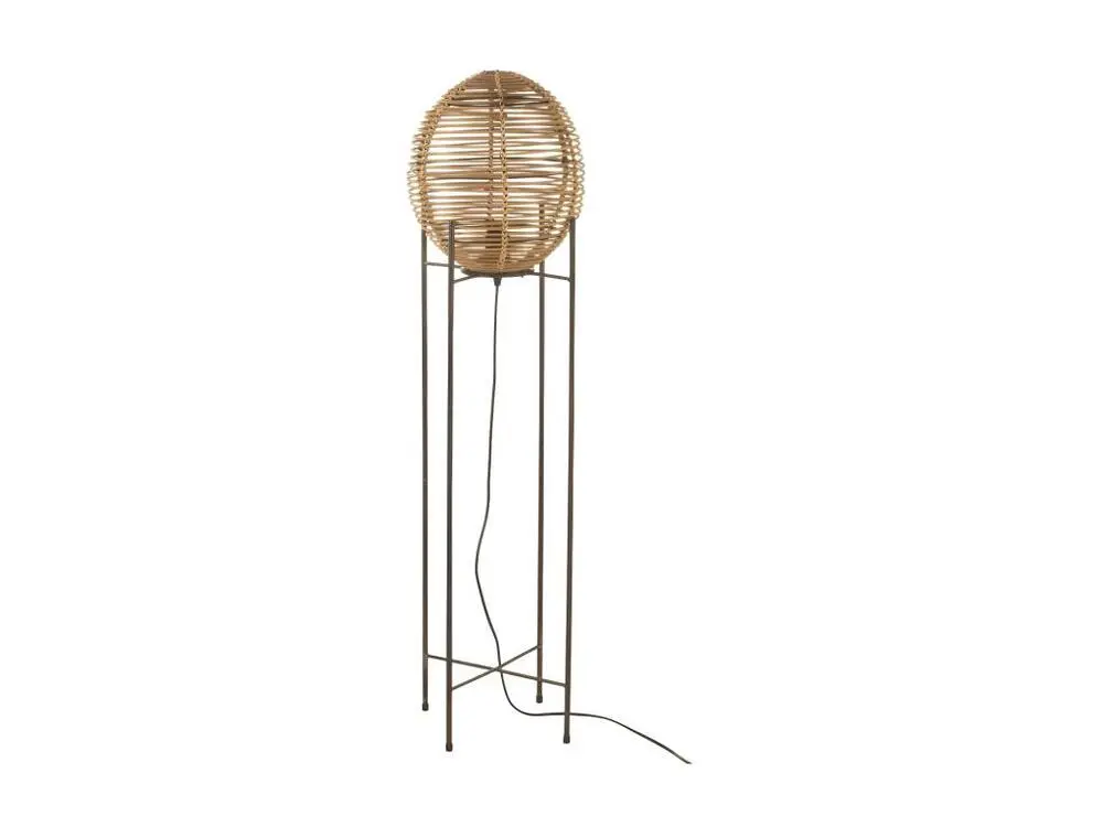 Lampe Sur Pied Avec Cadre Metal/Rotin Naturel - L 30 x l 30 x H 115 cm pour éclairage d'ambiance