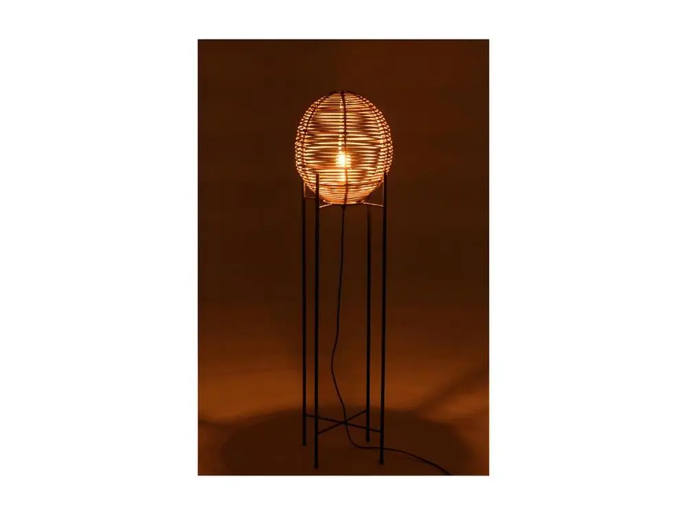 Lampe Sur Pied Avec Cadre Metal/Rotin Naturel - L 30 x l 30 x H 115 cm pour éclairage d'ambiance