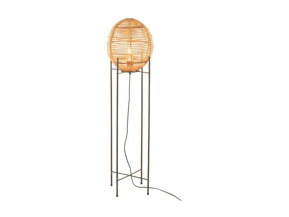 Lampe Sur Pied Avec Cadre Metal/Rotin Naturel - L 30 x l 30 x H 115 cm pour éclairage d'ambiance
