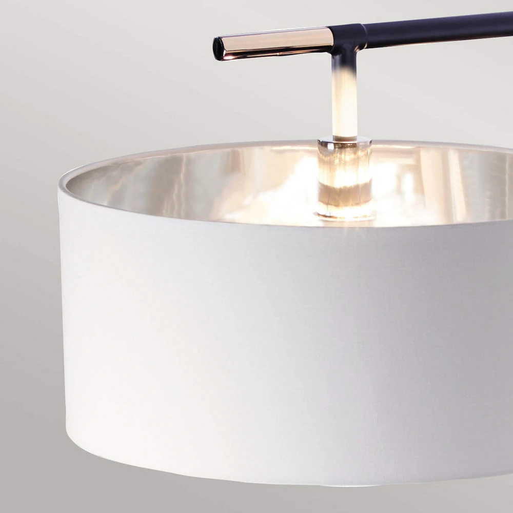 Lampe sur pied Balance, noir/nickel, abat-jour blanc avec douille E27