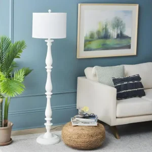 Lampe sur pied Blanc 40 x 40 x 160 cm - Bessie avec variateur d'intensité