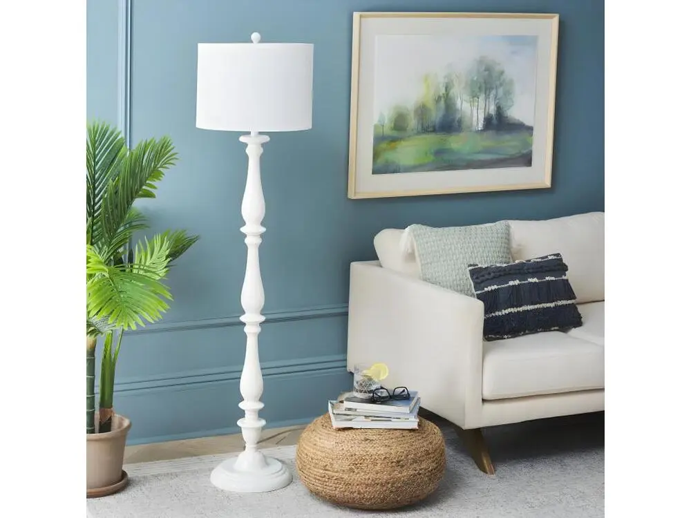Lampe sur pied Blanc 40 x 40 x 160 cm - Bessie avec variateur d'intensité