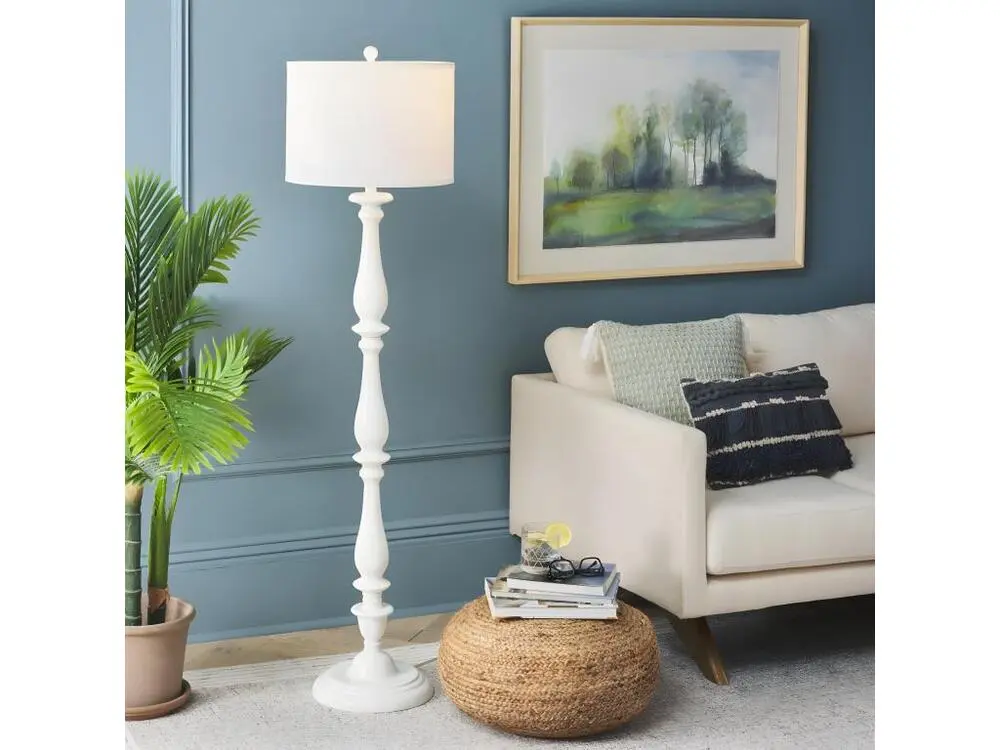 Lampe sur pied Blanc 40 x 40 x 160 cm - Bessie avec variateur d'intensité