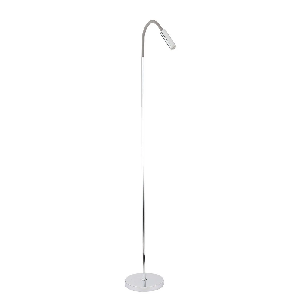 Lampe sur pied LED Rocco, chromée bras flex gris avec variateur d'intensité