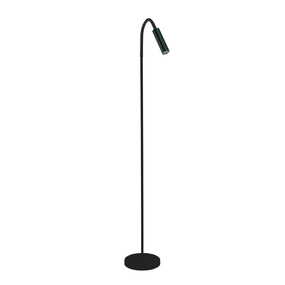 Lampe sur pied LED Rocco, noir mat bras flex noir avec câble textile