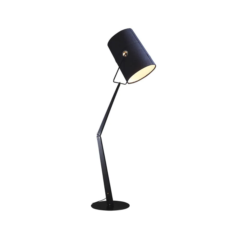 Lampe sur pied moderniste en forme de tonneau avec bras pivotant en métal, 1 ampoule, lampadaire pour salle d'étude, noir/...