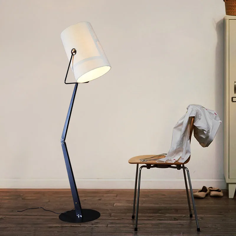 Lampe sur pied moderniste en forme de tonneau avec bras pivotant en métal, 1 ampoule, lampadaire pour salle d'étude, noir/...