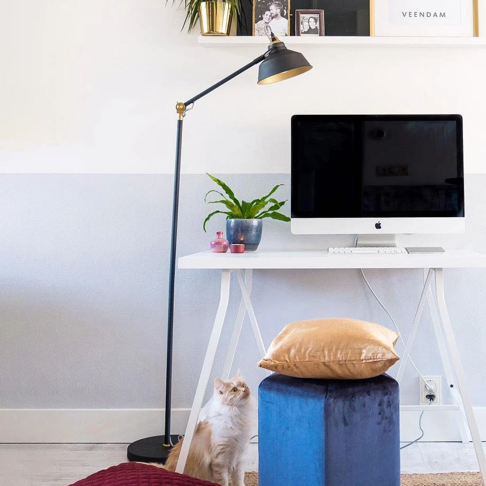 Lampe sur pied Nové, réglable, noir pour salon et chambre