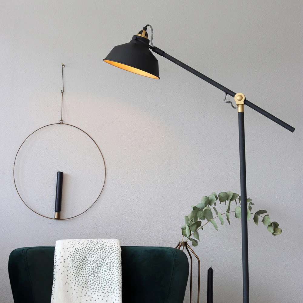 Lampe sur pied Nové, réglable, noir pour salon et chambre