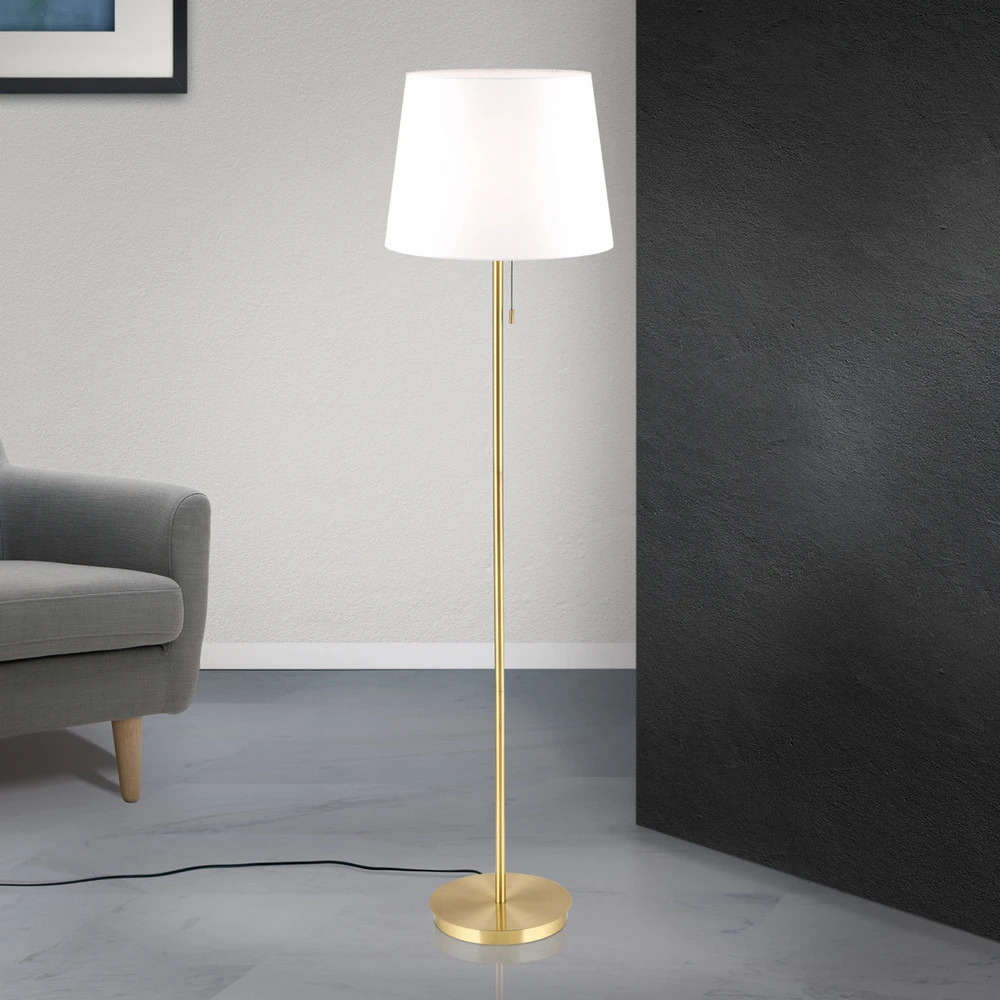 Lampe sur pied textile Ludwig, laiton vieilli | Dimmable | Haute luminosité