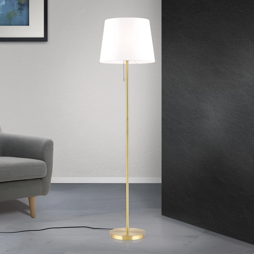 Lampe sur pied textile Ludwig, laiton vieilli | Dimmable | Haute luminosité