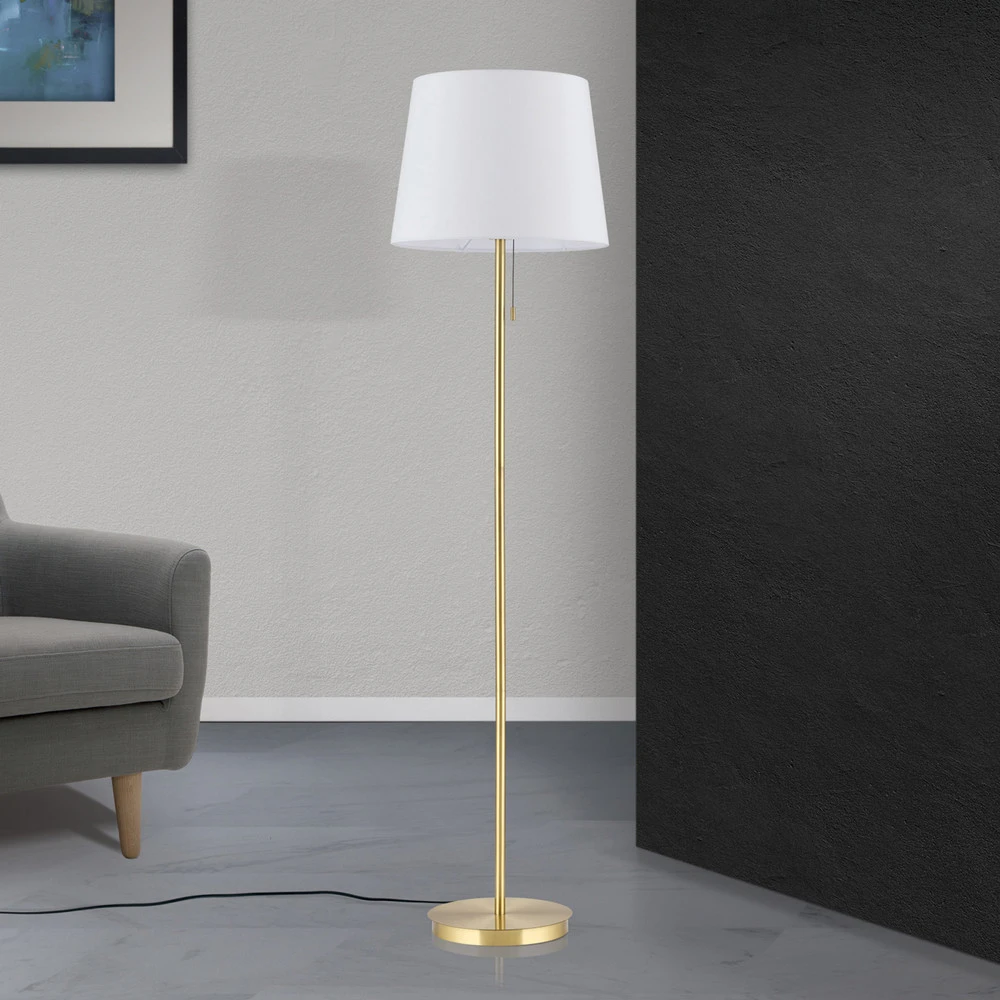Lampe sur pied textile Ludwig, laiton vieilli | Dimmable | Haute luminosité