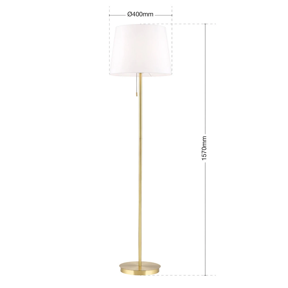 Lampe sur pied textile Ludwig, laiton vieilli | Dimmable | Haute luminosité