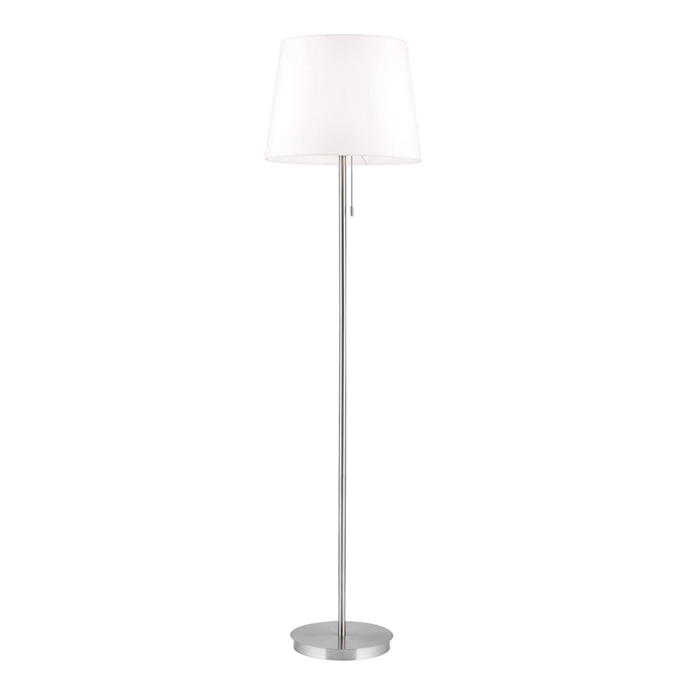 Lampe sur pied textile Ludwig, nickel mat avec câble textile