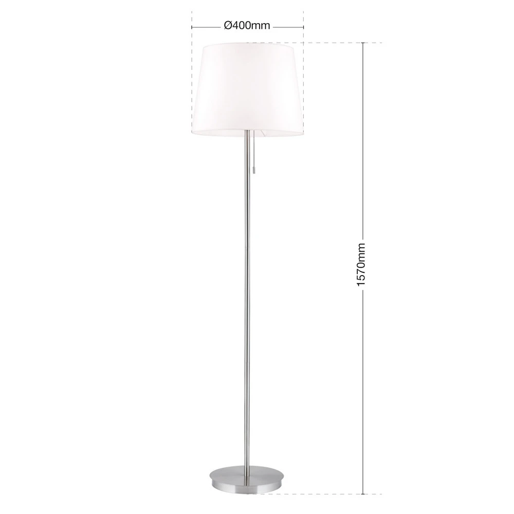 Lampe sur pied textile Ludwig, nickel mat avec câble textile
