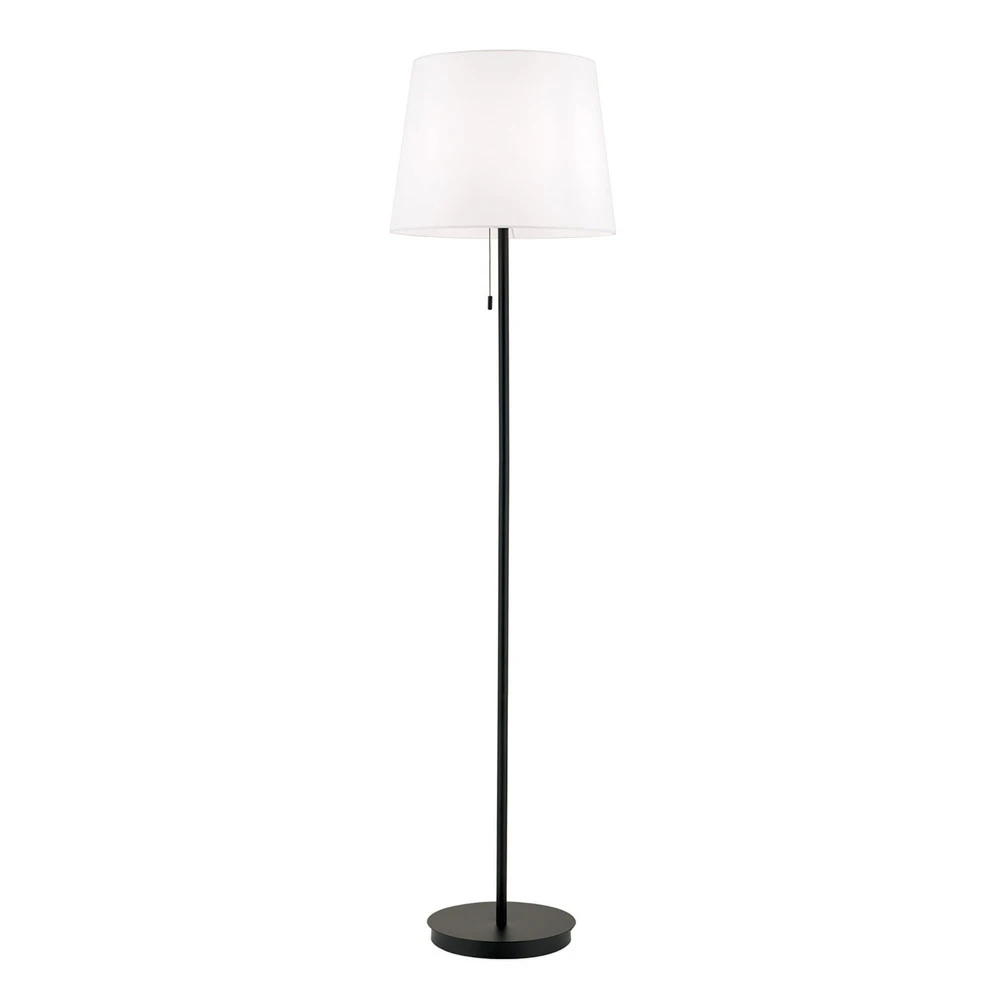 Lampe sur pied textile Ludwig, noir mat en lin naturel
