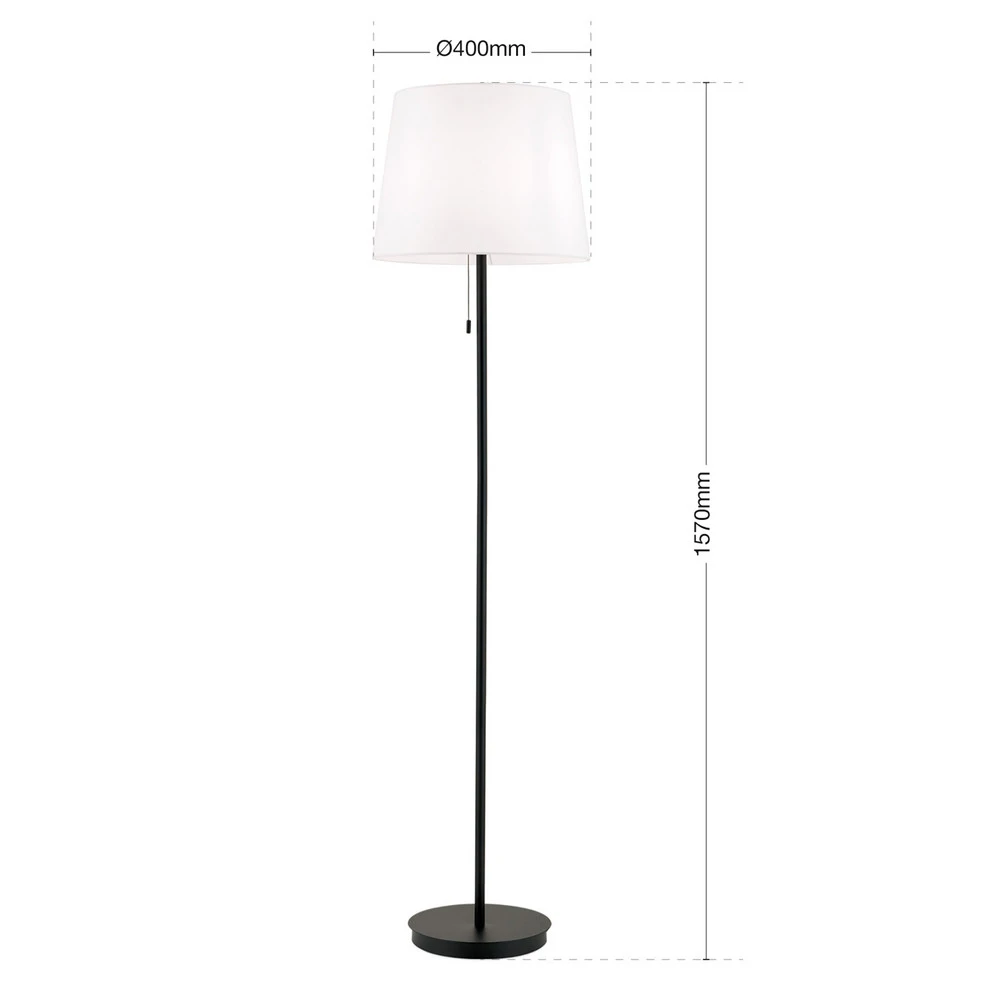 Lampe sur pied textile Ludwig, noir mat en lin naturel