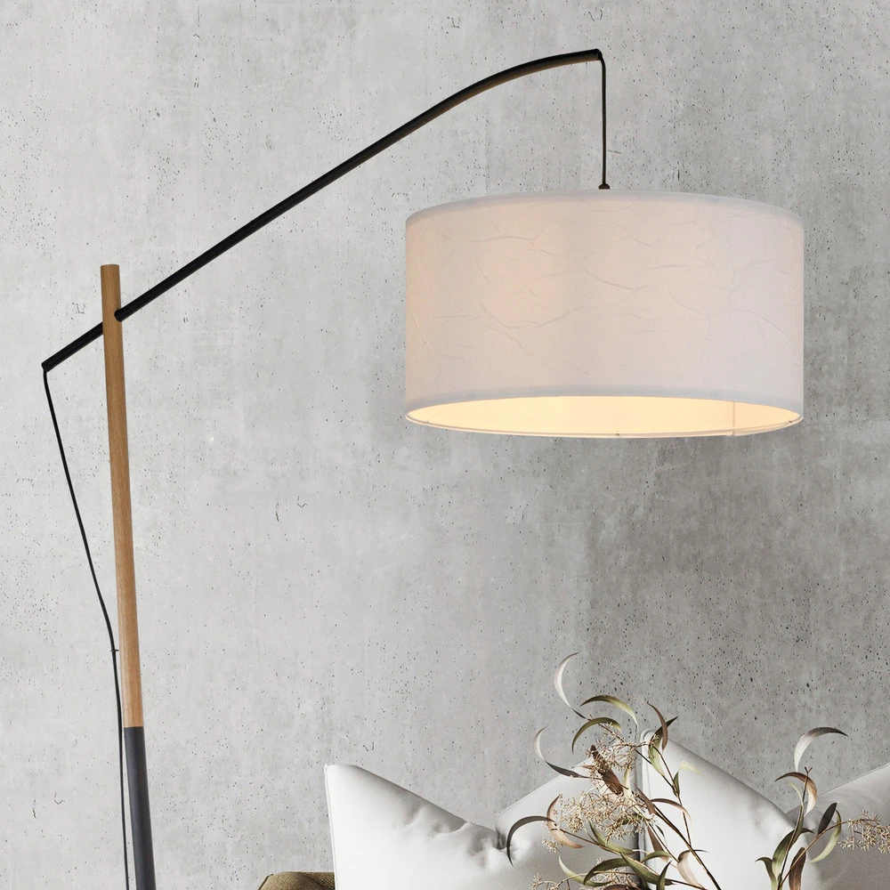 Lampe sur pied Vert jade Sofie avec abat-jour papier avec variateur d'intensité