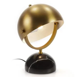 Lampe de table métal doré et pied marbre noir Rangeo pour intérieur moderne