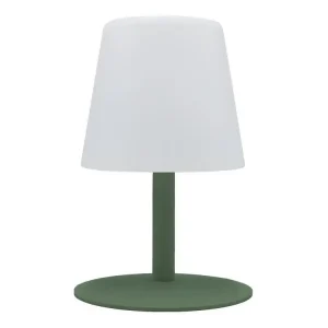 Lampe de table sans fil pied en acier vert olive LED blanc chaud/blanc dimmable STANDY RÉDUIT Olive H25cm